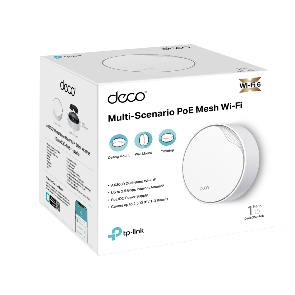 AX3000 Dual Band WiFi 6 Mesh System | Deco X50-PoE(1-pack)