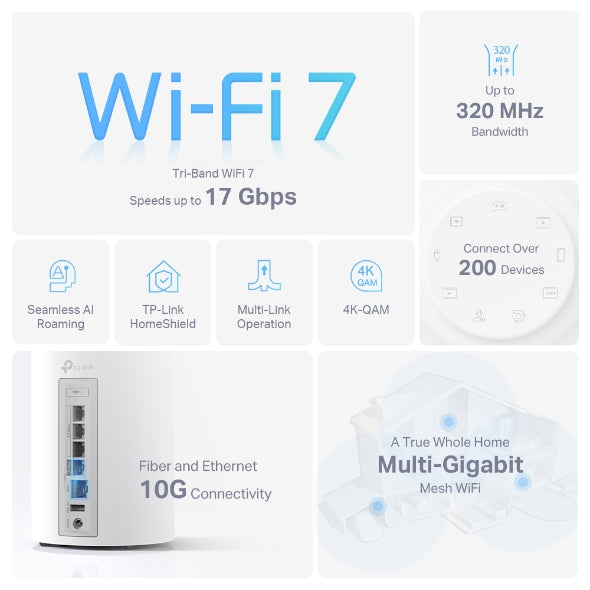 BE17000 Tri-Band Wi-Fi 7 Mesh System | Deco BE75(2-pack)